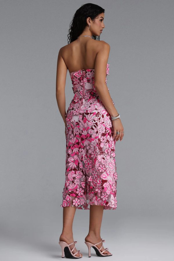 noma elegant floral strapless slim midi dress 16