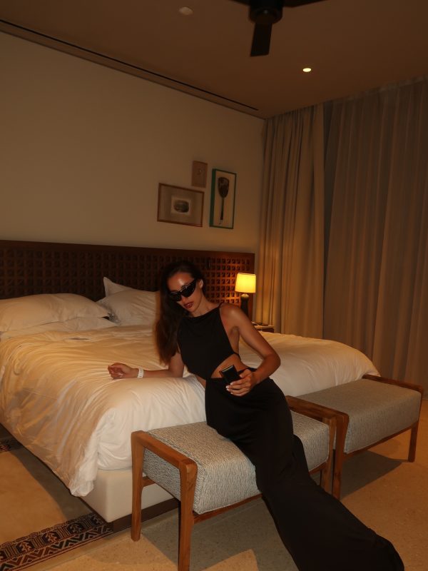 norvalen backless cutout draped maxi dress in black 29