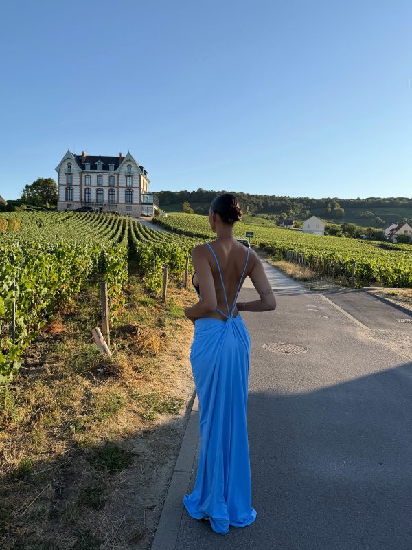 norvalen backless cutout draped maxi dress in blue 35