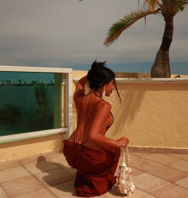 norvalen backless cutout draped maxi dress in brown 17