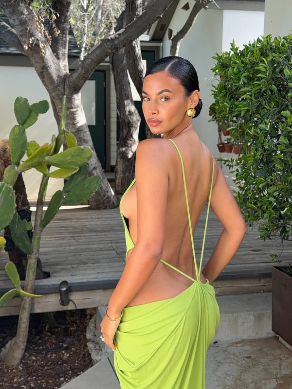norvalen backless cutout draped maxi dress in chartreuse 16