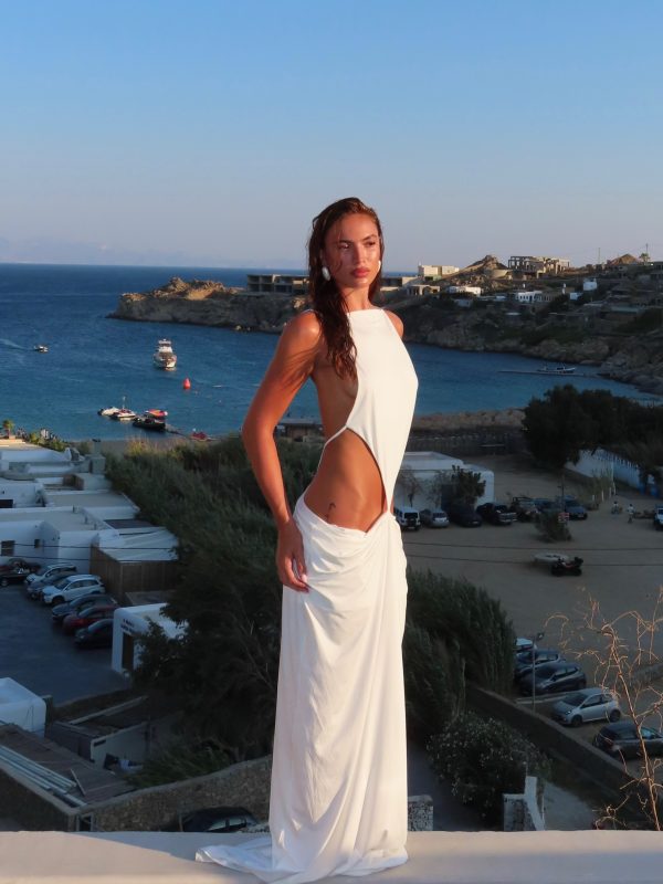norvalen backless cutout draped maxi dress in white 12