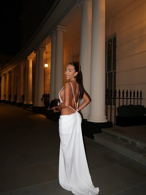 norvalen backless cutout draped maxi dress in white 29