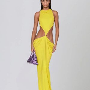 norvalen backless cutout draped maxi dress in yellow 11 norvalen backless cutout draped maxi dress in yellow 11