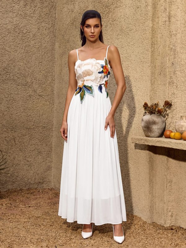 noryxel spaghetti flower maxi dress in white 12