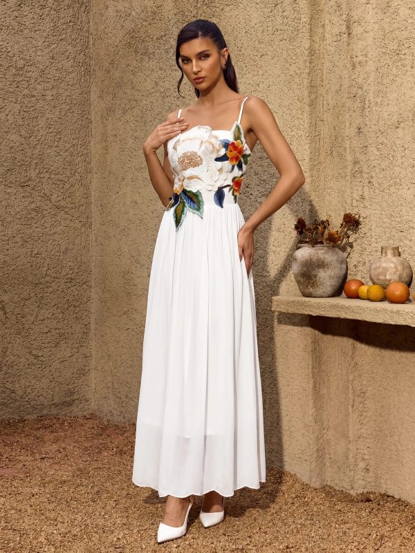 noryxel spaghetti flower maxi dress in white 15