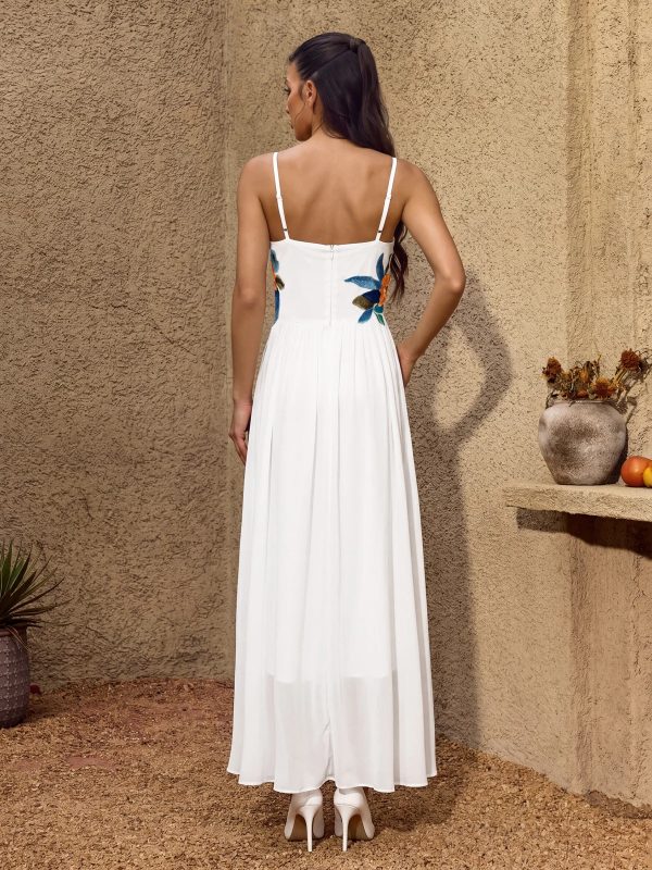 noryxel spaghetti flower maxi dress in white 16