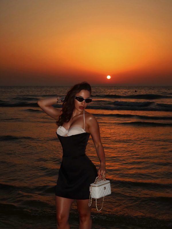 rethan spaghetti mini dress in black 14