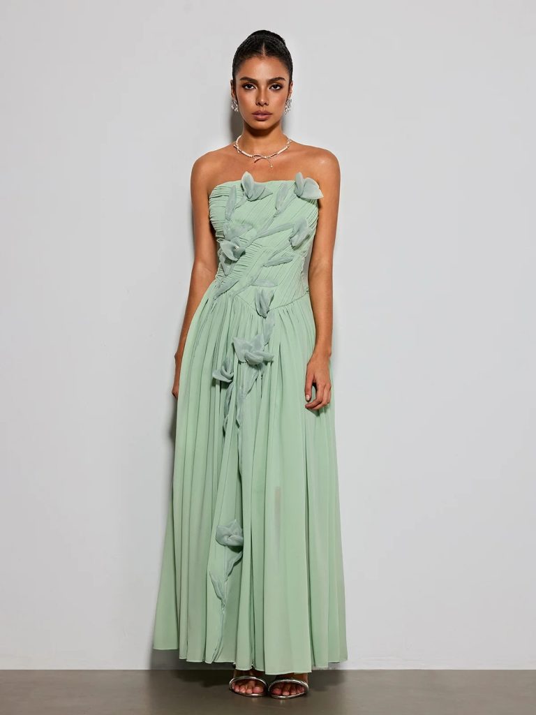 rosary strapless flower maxi dress 11