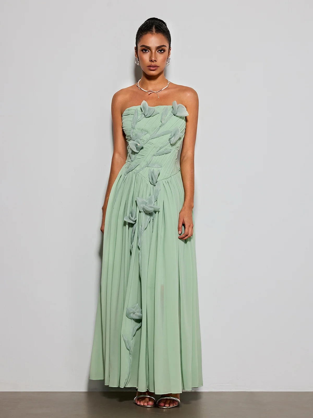 rosary strapless flower maxi dress 11