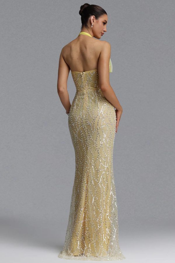 sagoni elegant beaded sheer mesh mermaid maxi evening dress 16