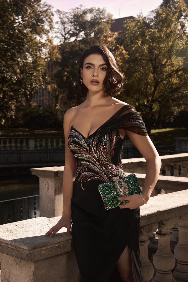 stolen strapless sequin embroidered slit bandage maxi dress 16