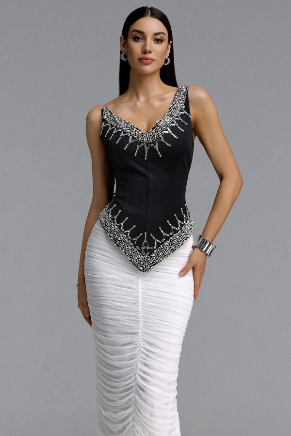 temaie rhinestone two piece maxi dress 12