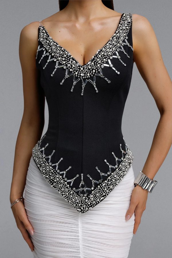 temaie rhinestone two piece maxi dress 13