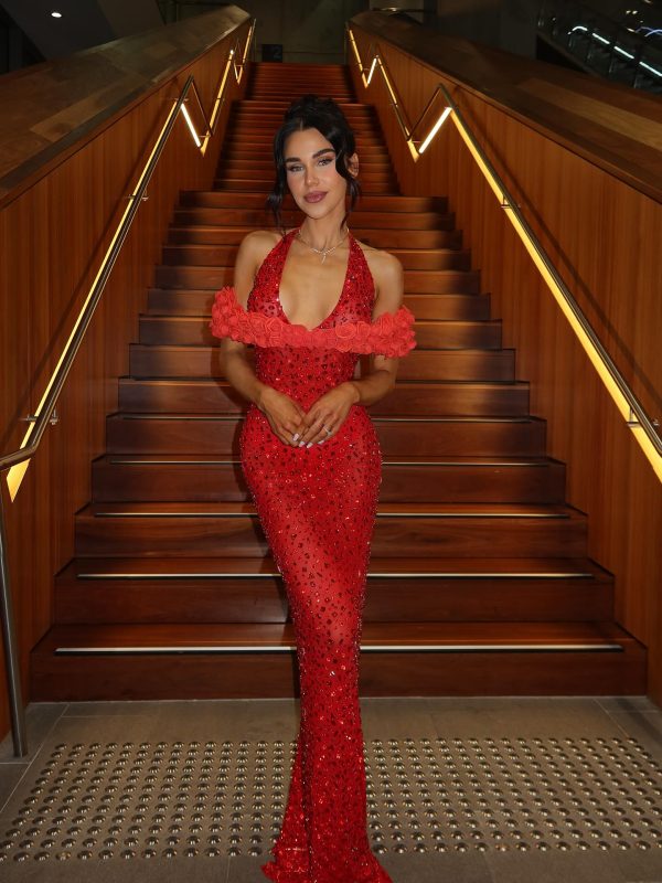 terance halterneck flower rhinestone maxi dress in red 18
