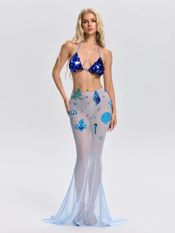 thorngar pearl sequin mesh skirt set 11