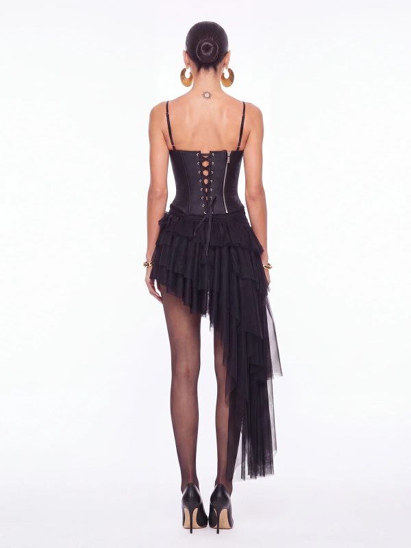 tyveron asymmetric flower skirt set in black 16