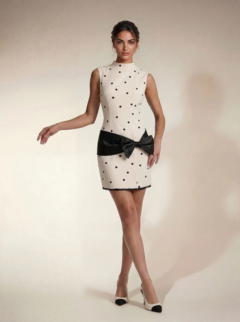uvandiel sleeveless dot bow mini dress 11