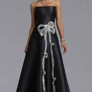 verga luxury strapless satin rhinestone bow maxi dress 11