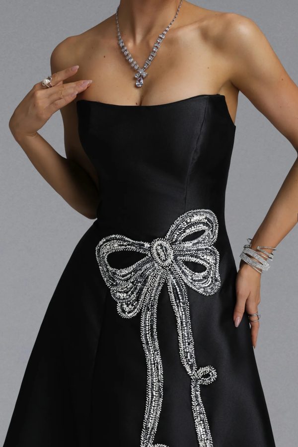 verga luxury strapless satin rhinestone bow maxi dress 13
