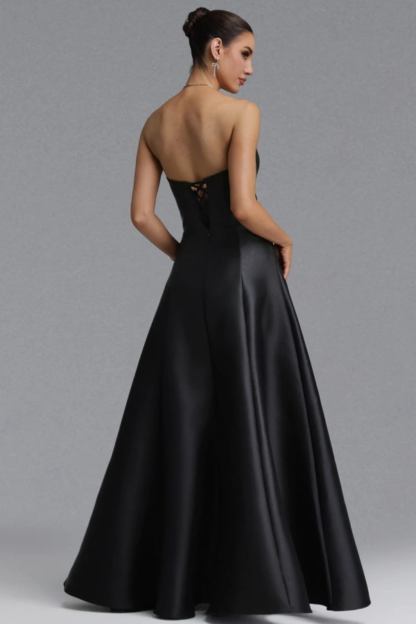 verga luxury strapless satin rhinestone bow maxi dress 16