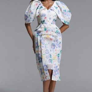wezal floral print stripe woven midi dress 11