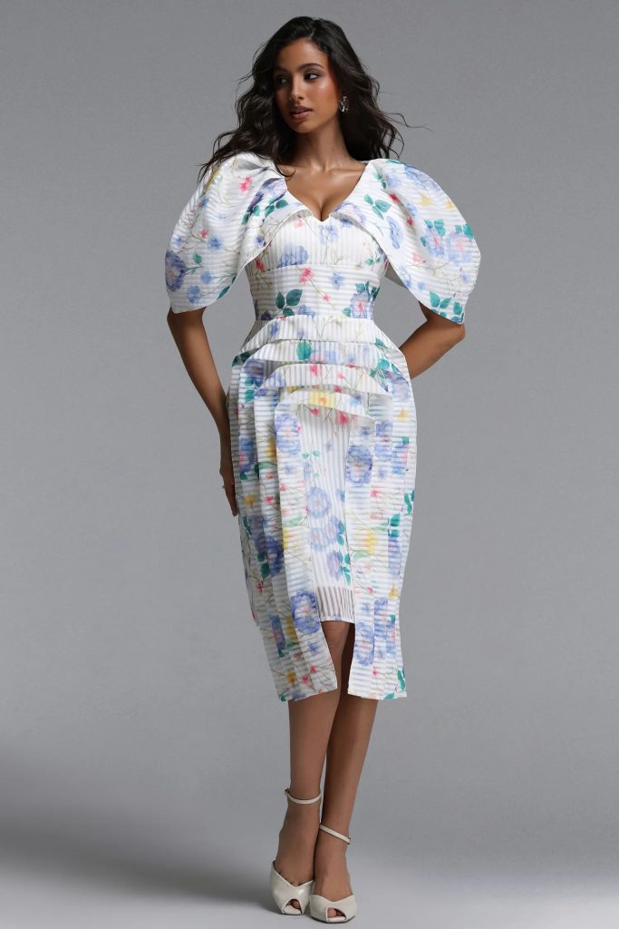 wezal floral print stripe woven midi dress 11