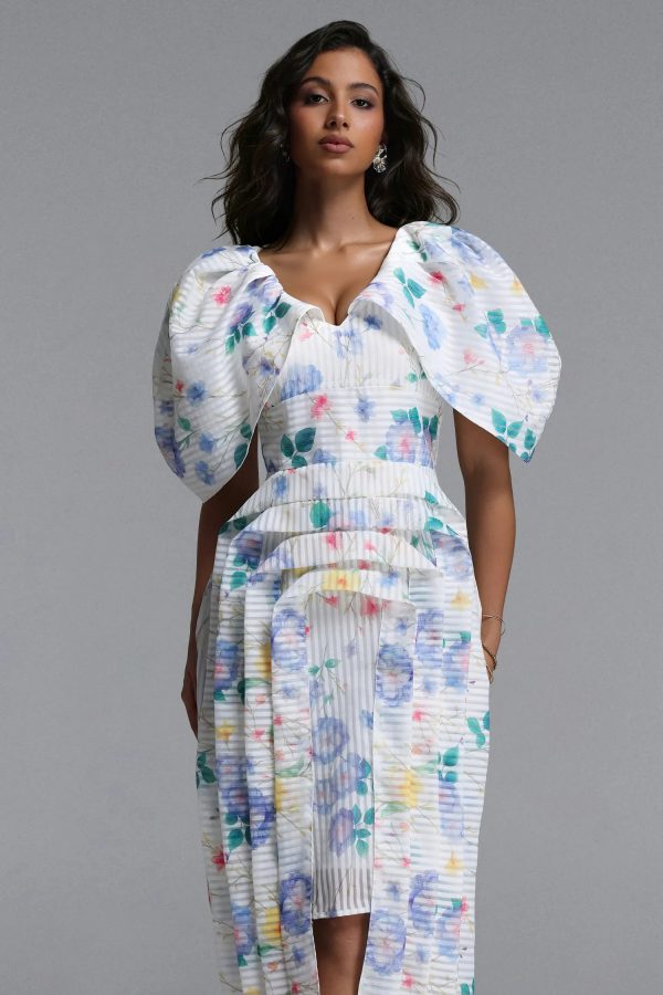 wezal floral print stripe woven midi dress 12
