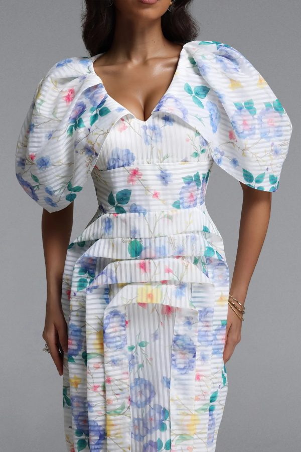 wezal floral print stripe woven midi dress 13