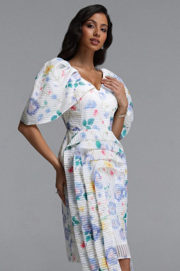 wezal floral print stripe woven midi dress 14