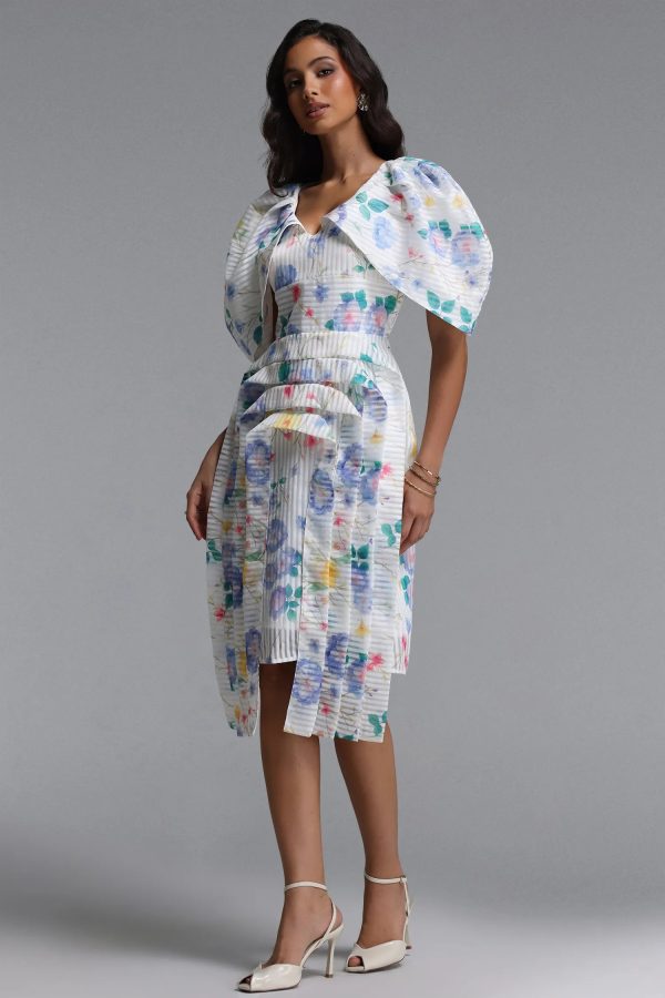 wezal floral print stripe woven midi dress 15