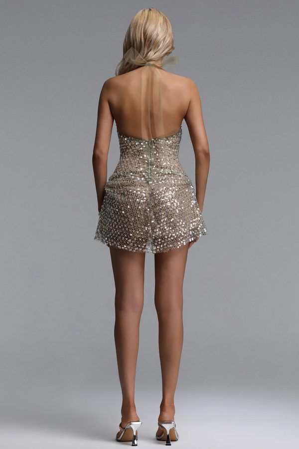 winify halter sequin sheer mini dress 16