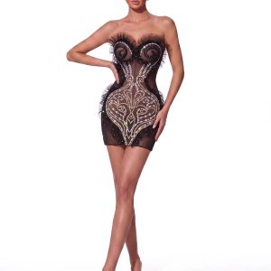 xendril strapless crystal mesh mini dress 11