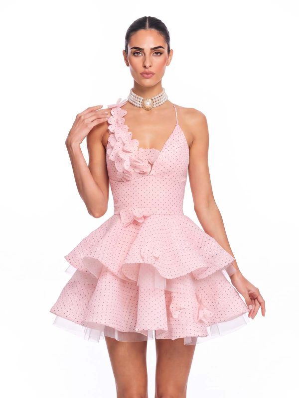 xexis v neck tiered dot mini dress 12