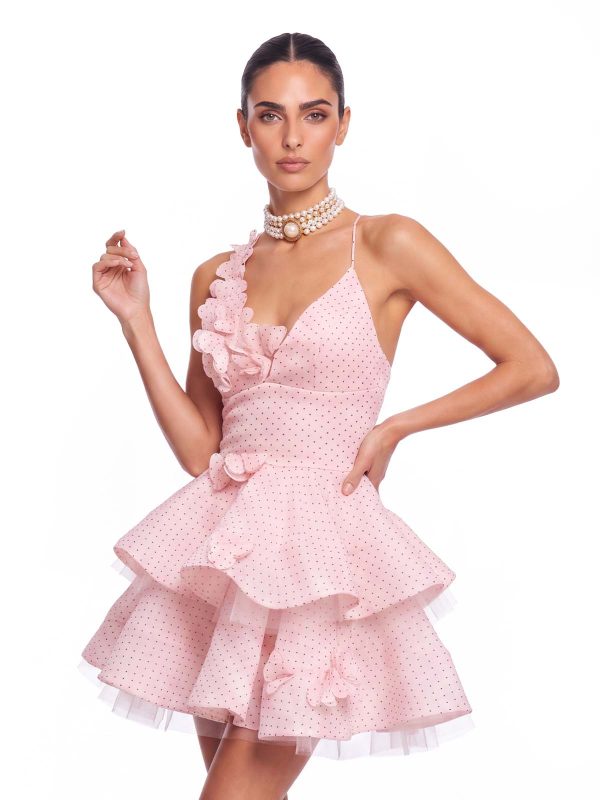 xexis v neck tiered dot mini dress 13
