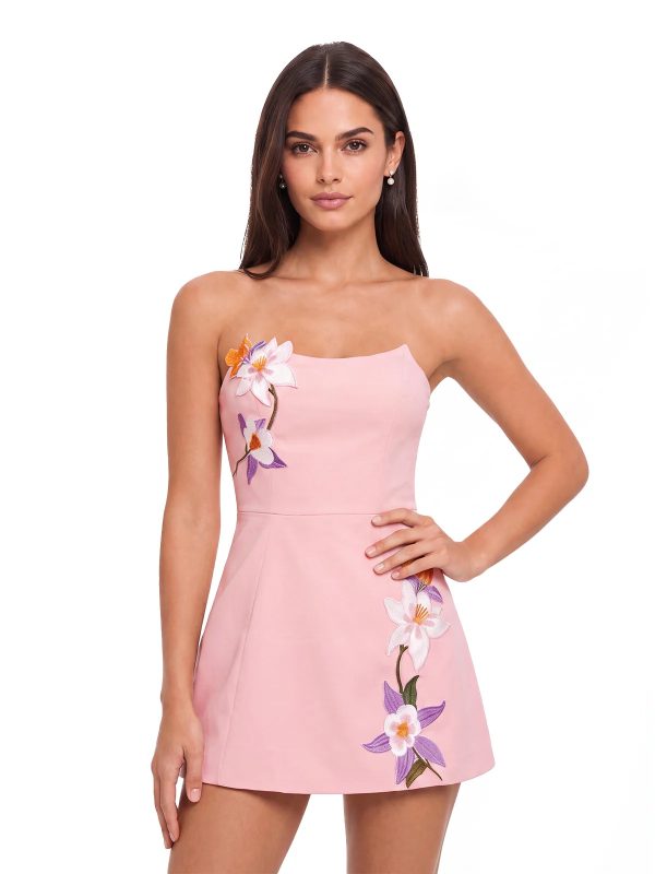 zalerix strapless flower mini dress 12