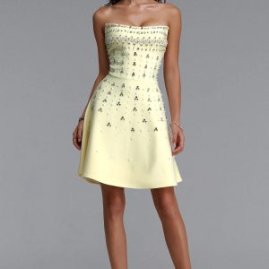 zarinny strapless rhinestone yellow bandage mini dress 11