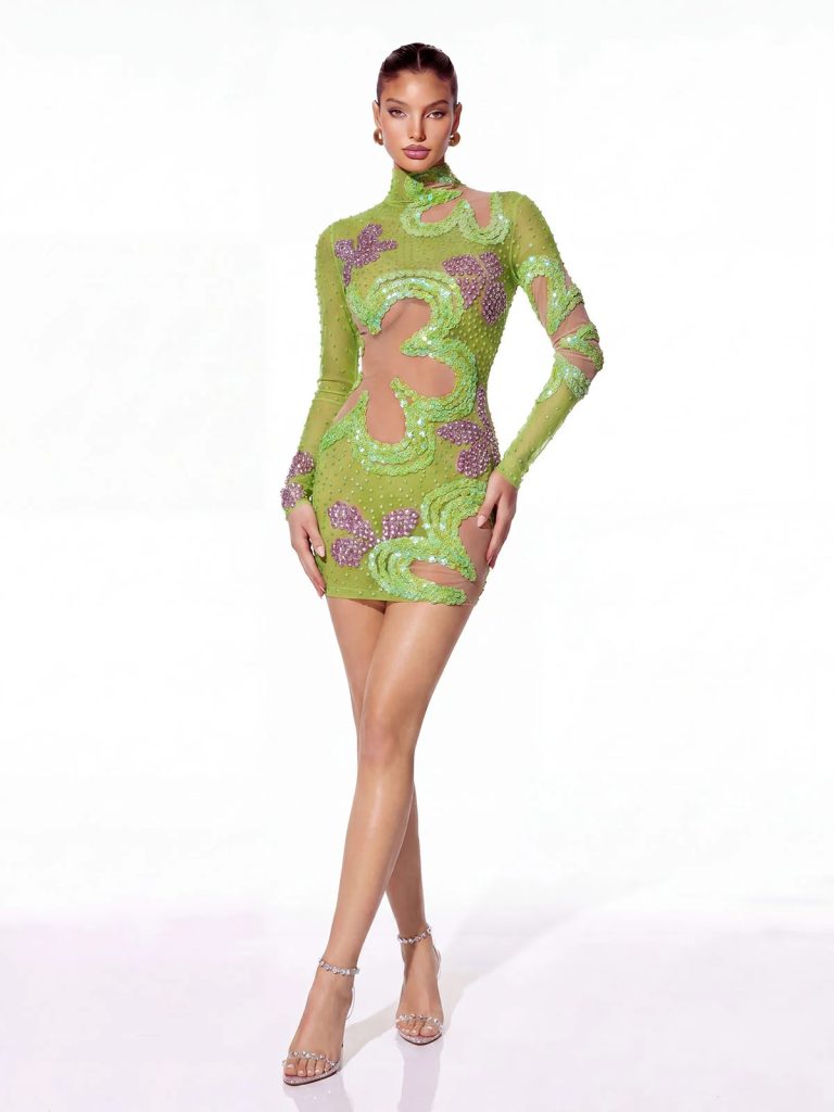 zymera high neck rhinestone sequin mini dress 11