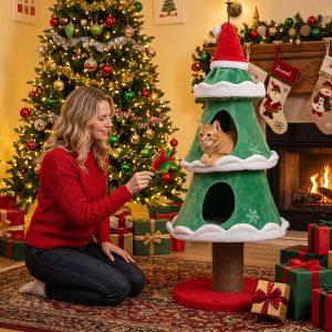 51″ christmas cat tree with 2 cozy condos & scratching post 11