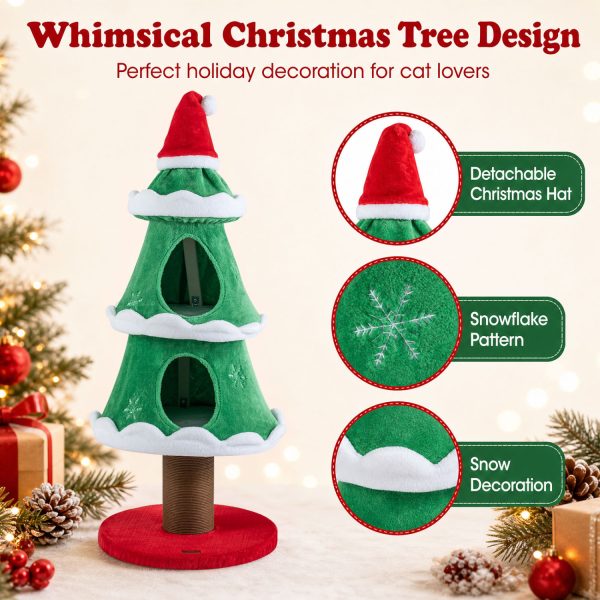 51″ christmas cat tree with 2 cozy condos & scratching post 14