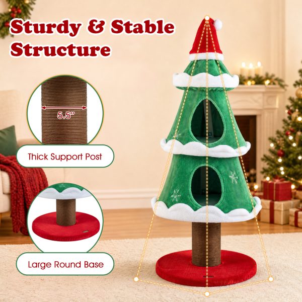 51″ christmas cat tree with 2 cozy condos & scratching post 15