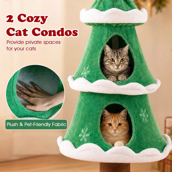 51″ christmas cat tree with 2 cozy condos & scratching post 16