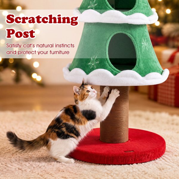 51″ christmas cat tree with 2 cozy condos & scratching post 17