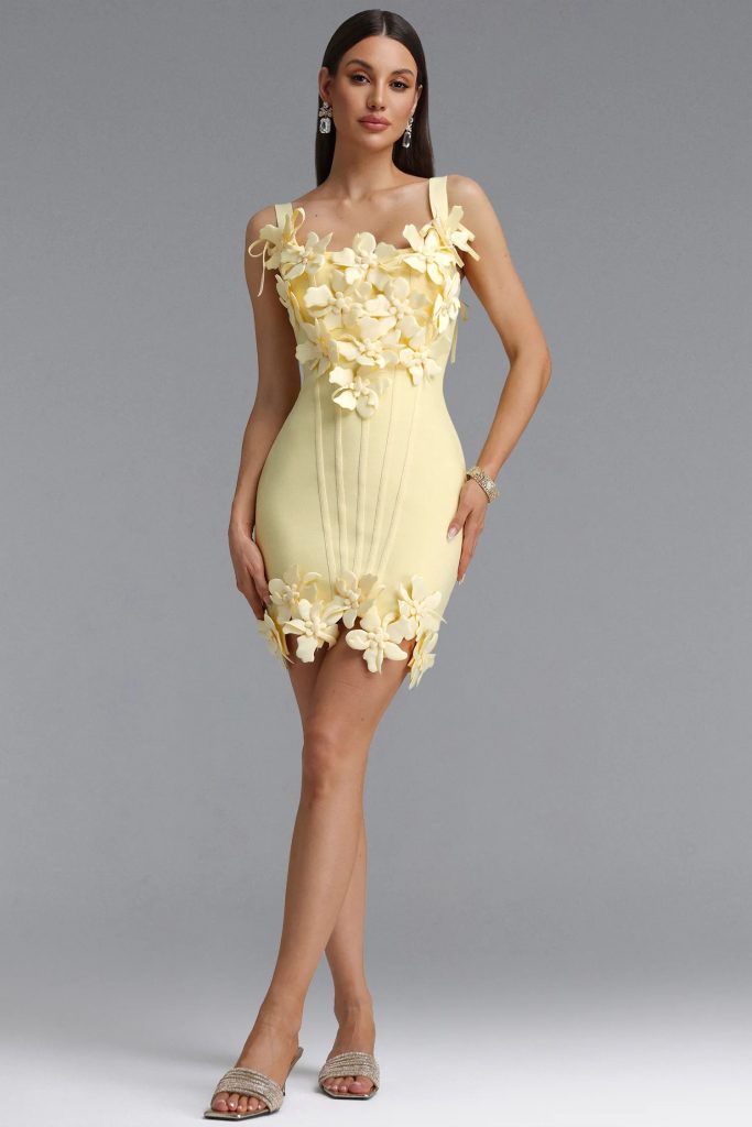 andrea sweet contour floral bandage mini dress 11