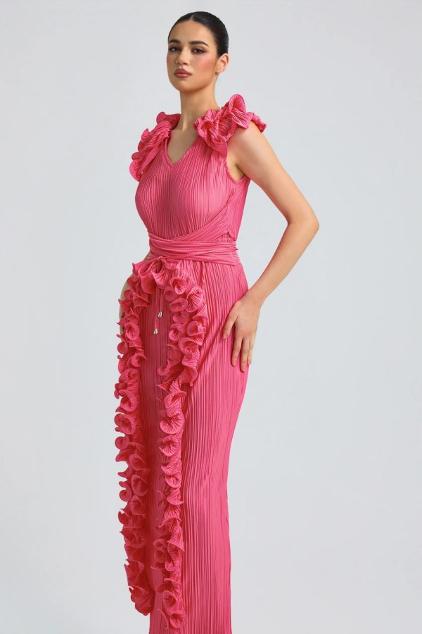 andrijana pleated ruffle twist maxi dress 14