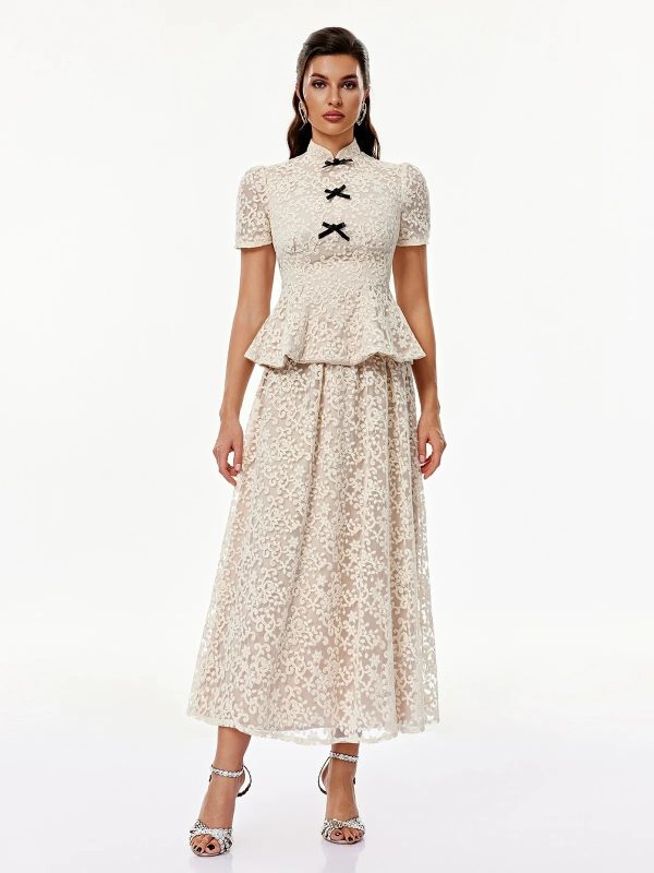 arveniq short sleeve lace skirt set 11