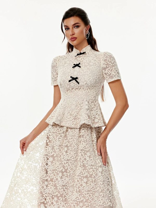 arveniq short sleeve lace skirt set 13