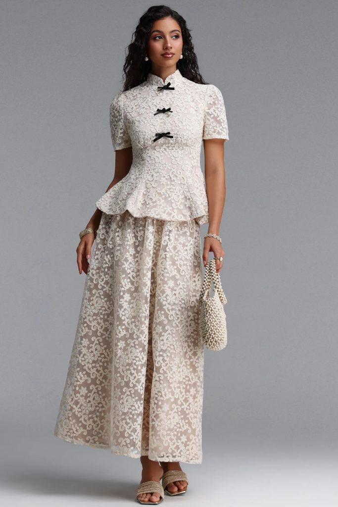 arveniq short sleeve lace skirt set 17