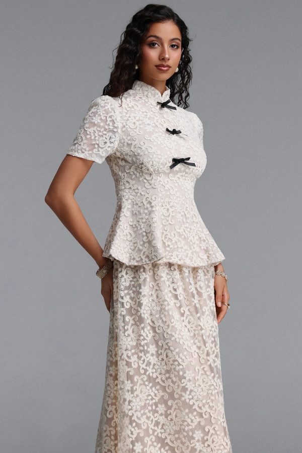 arveniq short sleeve lace skirt set 22