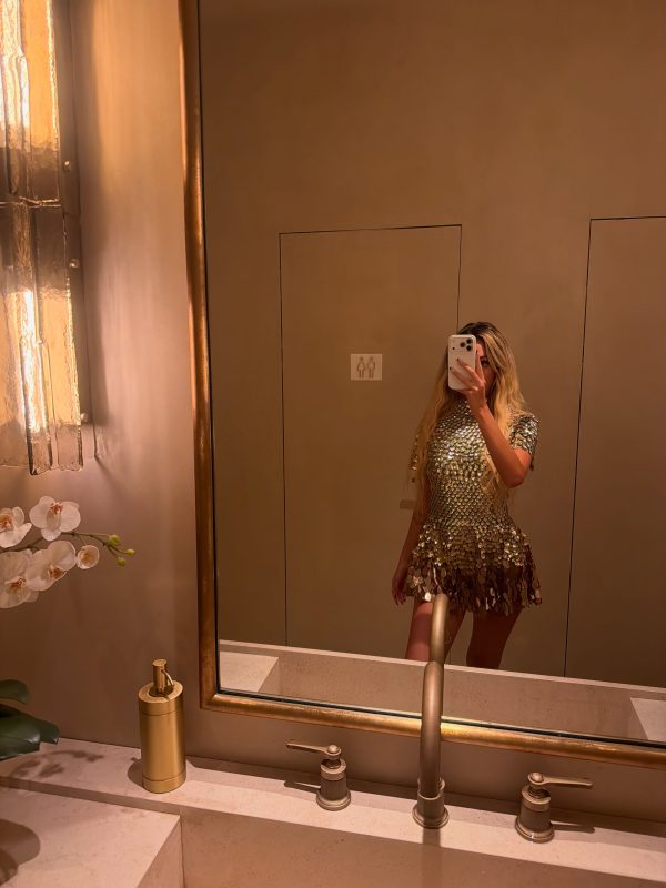 ayla sequin mini dress in gold silver 34